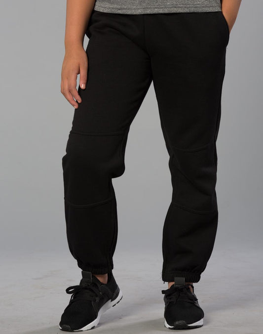 WINNING SPIRIT Kid's fleecy trackpants with Zip, Cuffs and knee padding - TP01K