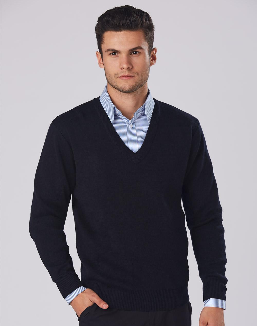AIW V Neck Wool / Acrylic Knit Jumper - WJ01