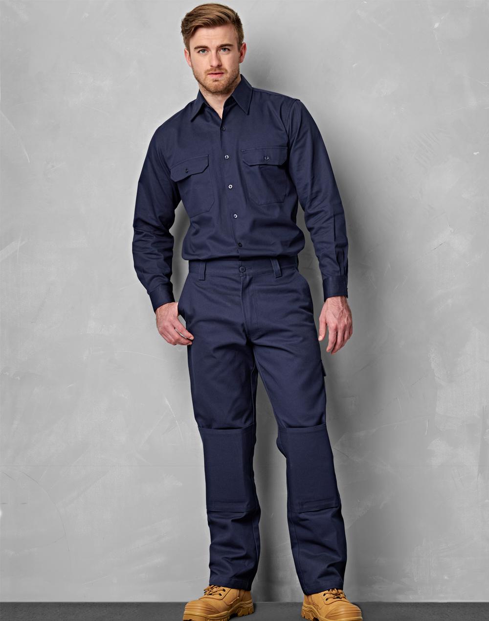 AIW Men's Cotton Drill Pre-shrunk Cargo Pants With Knee Pads - WP03