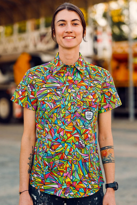 TradeMutt Women's Bonza Short Sleeve Full Print Workshirt - 21508