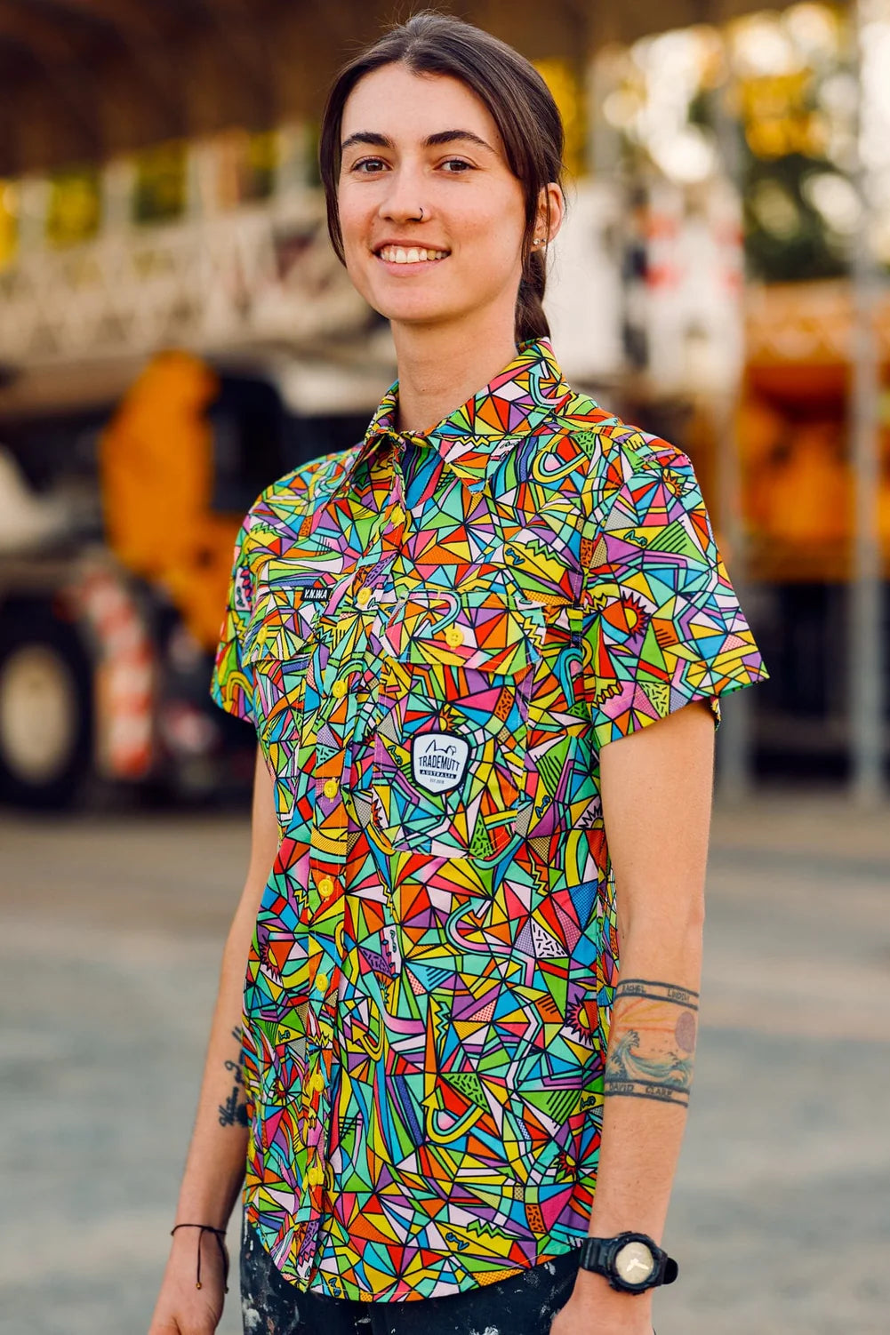 TradeMutt Women's Bonza Short Sleeve Full Print Workshirt - 21508