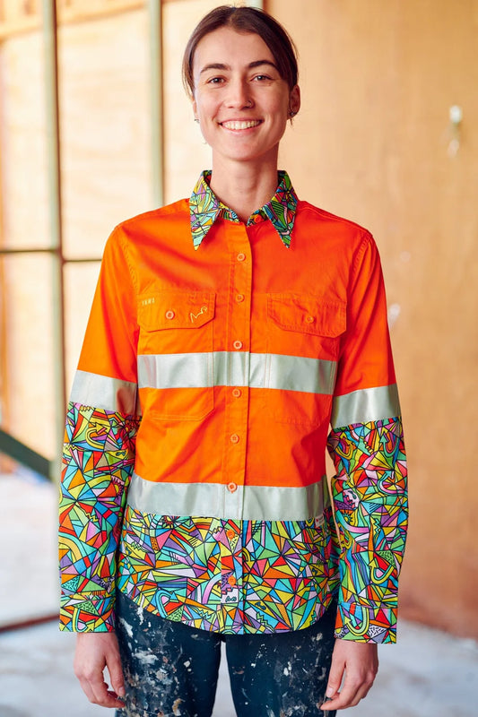 TradeMutt Women's Bonza Orange Day/Night Hi Vis Workshirt - 21509