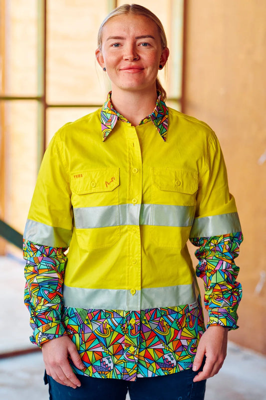 TradeMutt Women's Bonza Yellow Day/Night Hi Vis Workshirt - 21510