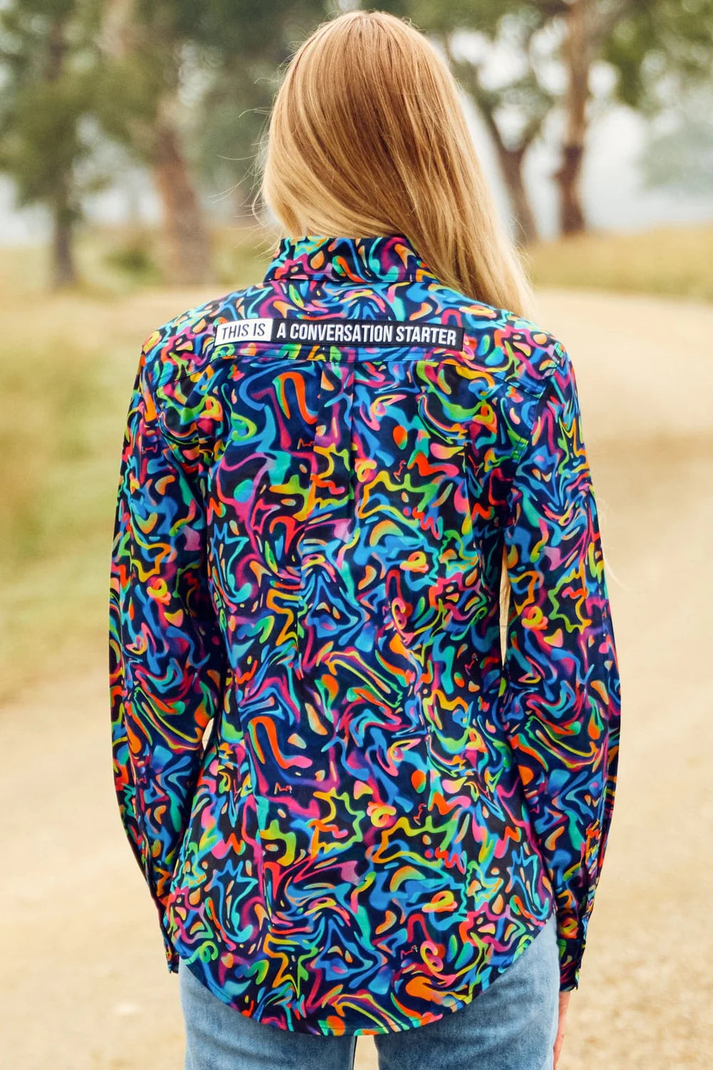 TradeMutt Women's Pearler Full Button Long Sleeve Full Print Workshirt - 21547