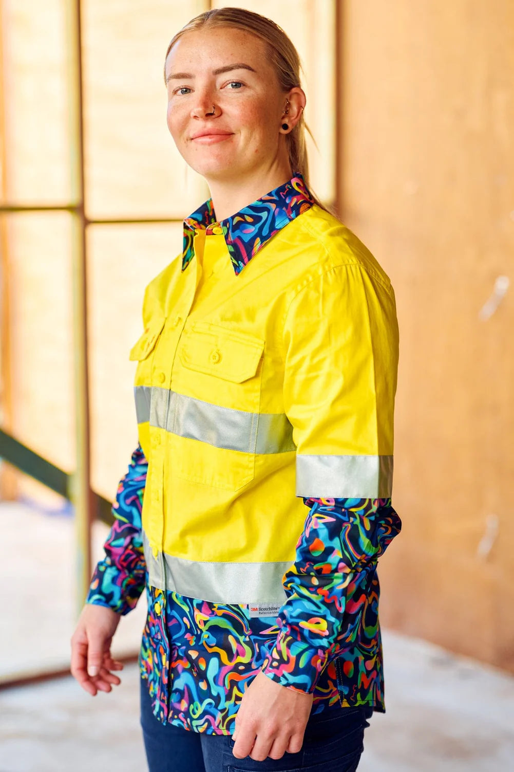 TradeMutt Women's Pearler Yellow Day/Night Hi Vis Workshirt - 21550