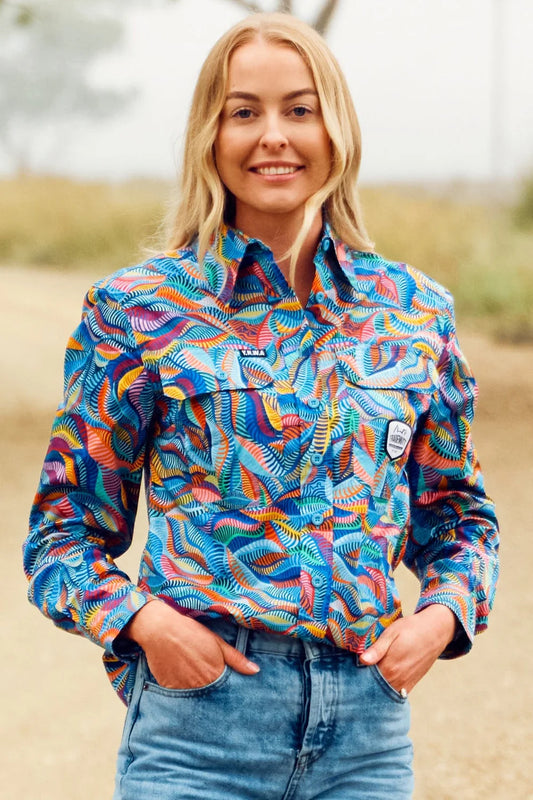 TradeMutt Women's Snazzy Full Button Full Print Workshirt - 21648