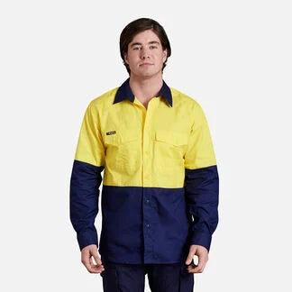King Gee BASIC VENTED SPLICED DRILL SHIRT WITH TAPE 145GSM