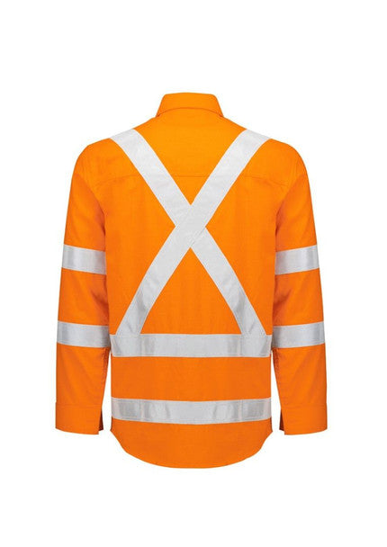 Syzmik Mens Orange Flame Lightweight Ripstop X Back Taped Shirt - ZW187