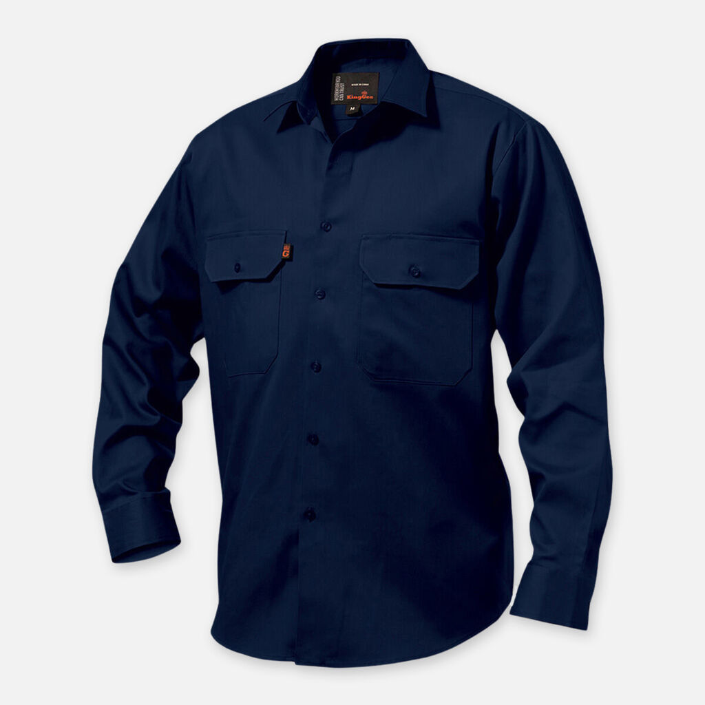 King Gee Originals Long Sleeve Open Front Cotton Drill Work Shirt - K04010