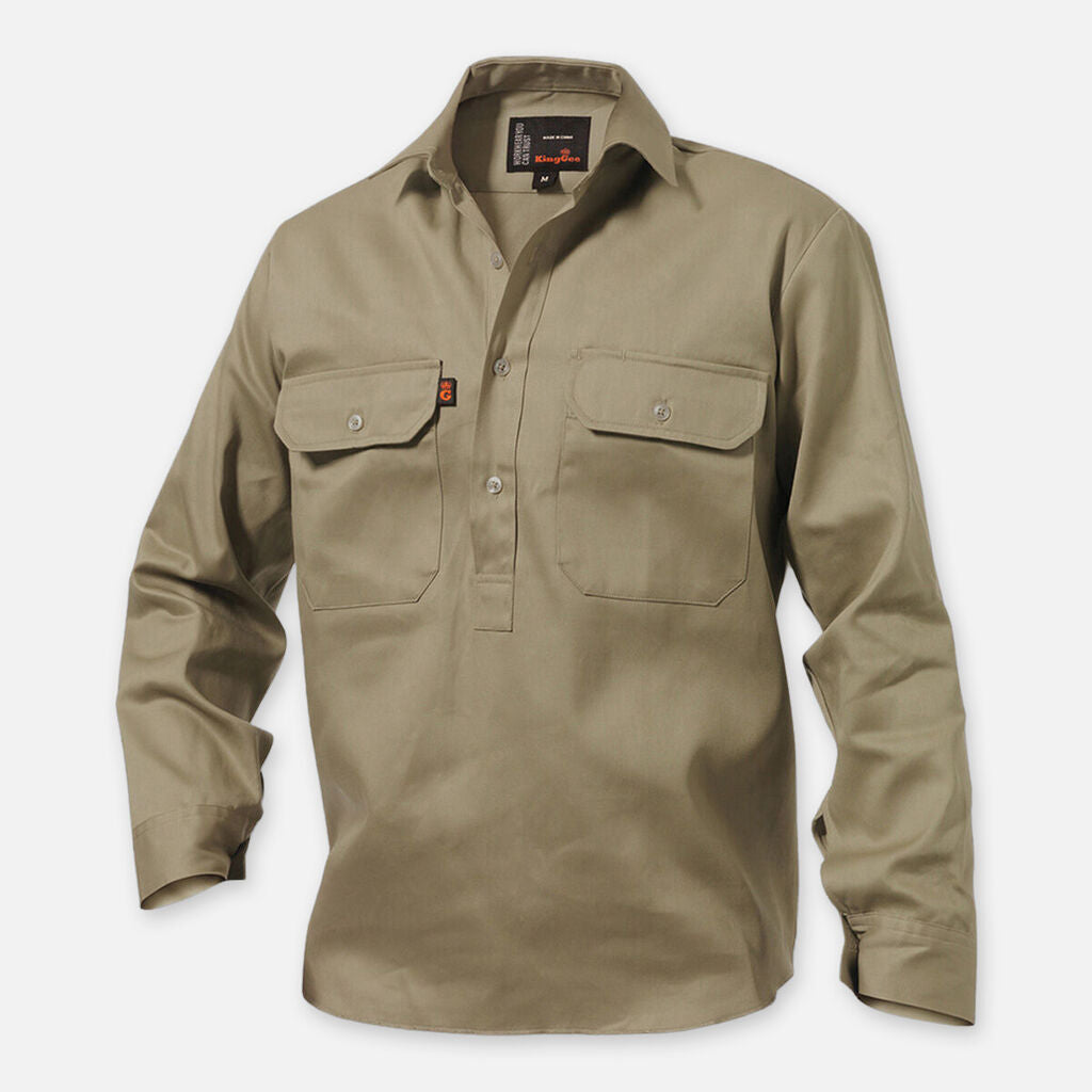 King Gee Originals Long Sleeve Closed Front Cotton Drill Work Shirt - K04020
