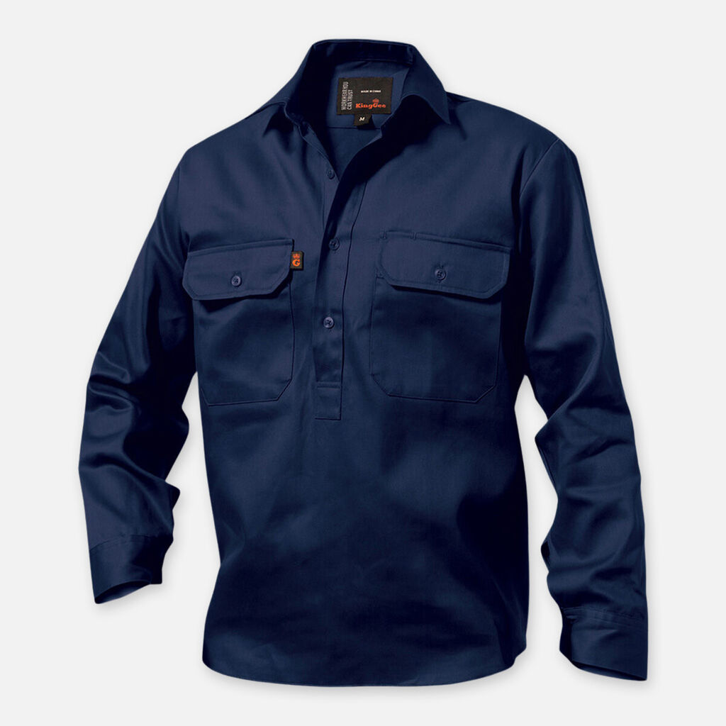 King Gee Originals Long Sleeve Closed Front Cotton Drill Work Shirt - K04020