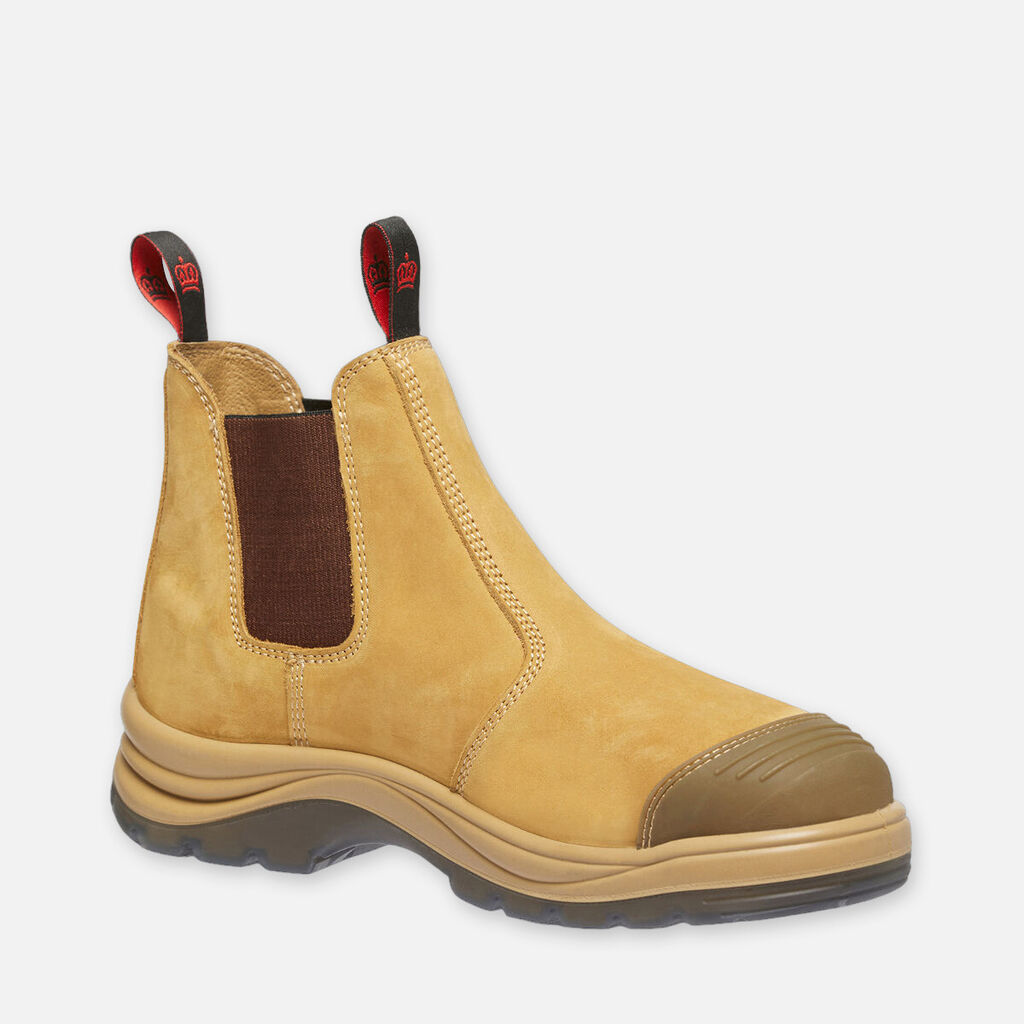 King Gee Tradie Gusset Steel Cap Safety Boots With Scuff Cap Wheat - K25200