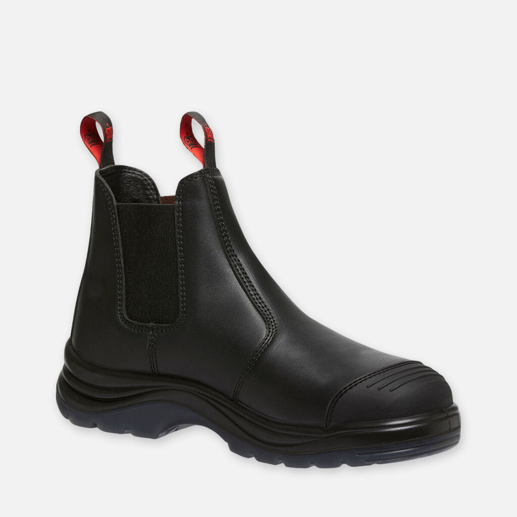 King Gee Tradie Gusset Steel Cap Safety Boots With Scuff Cap Black - K25250