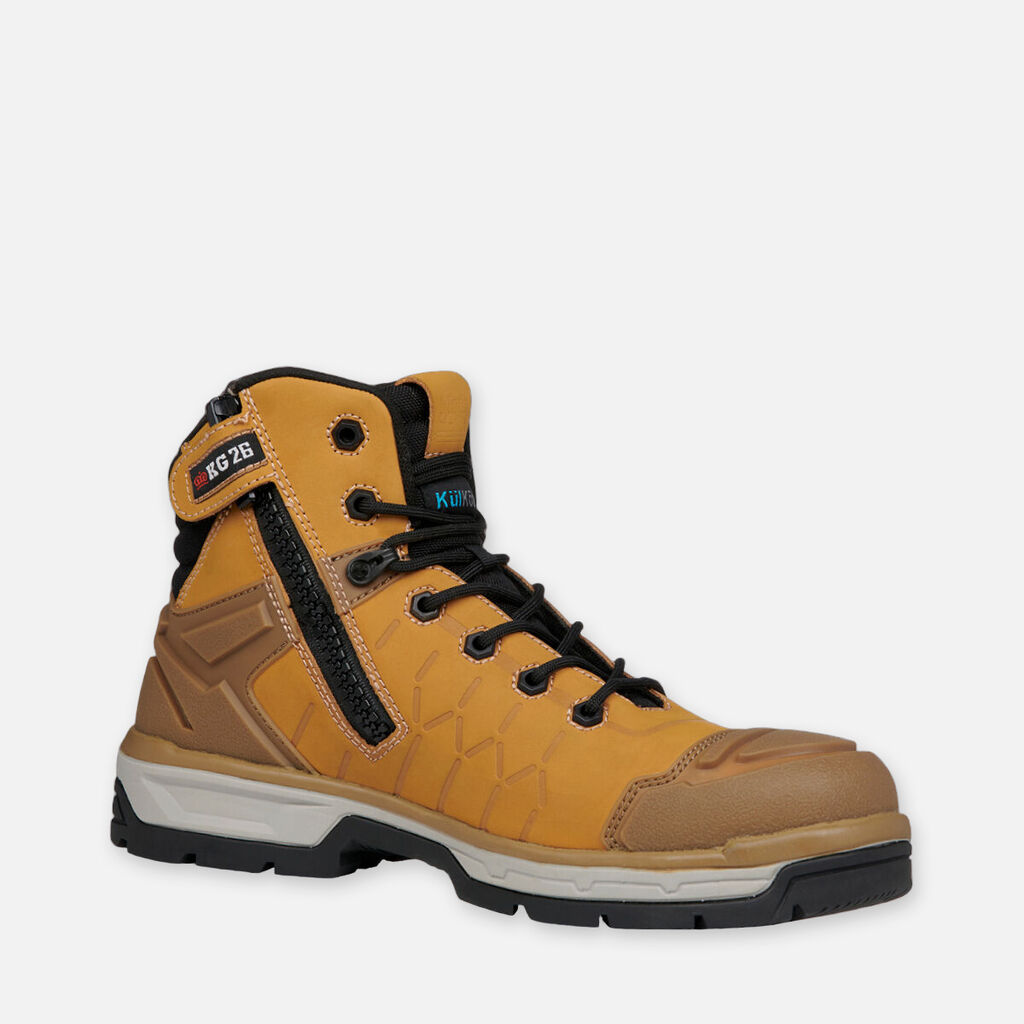 King Gee Quantum Hybrid Zip/lace Composite Toe Work Boots 5" Wheat - K27115