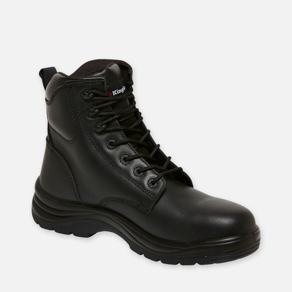 King Gee Cook Lace Up Leather Safety Work Boots Black - K27700