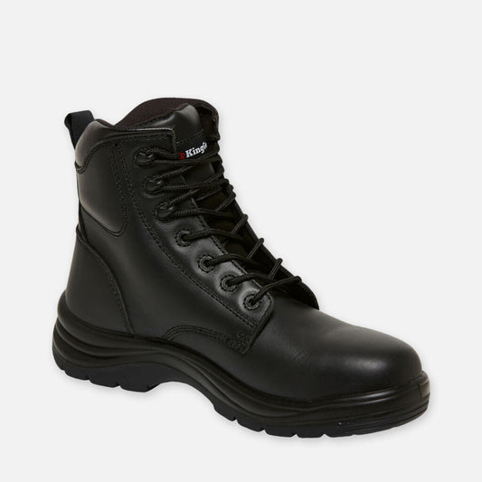 King Gee Cook Lace Up Leather Safety Work Boots Black - K27700