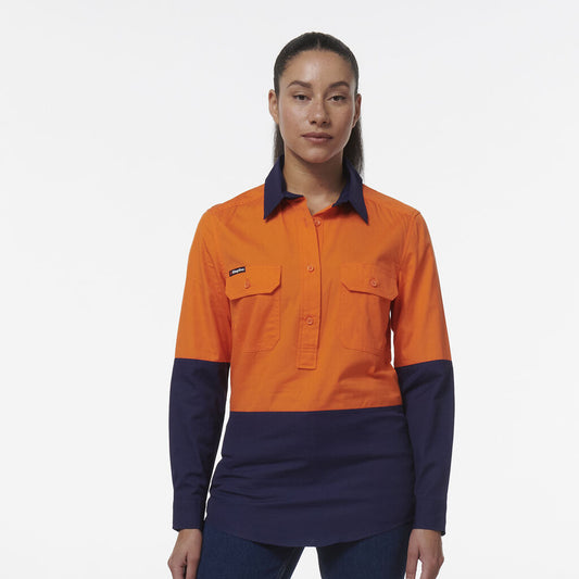 King Gee Womens Workcool Vented Closed Front Spliced Shirt - K44211