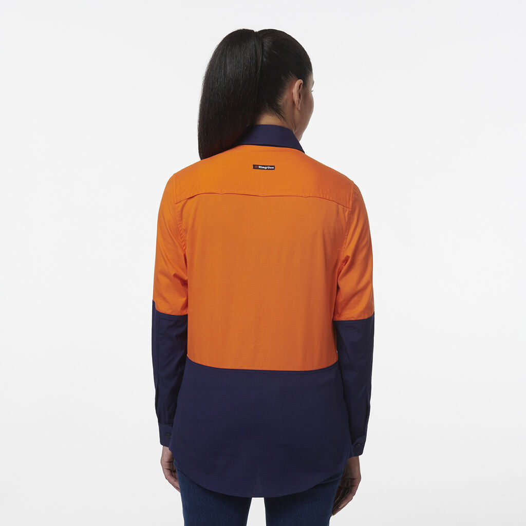 King Gee Womens Workcool Vented Closed Front Spliced Shirt - K44211