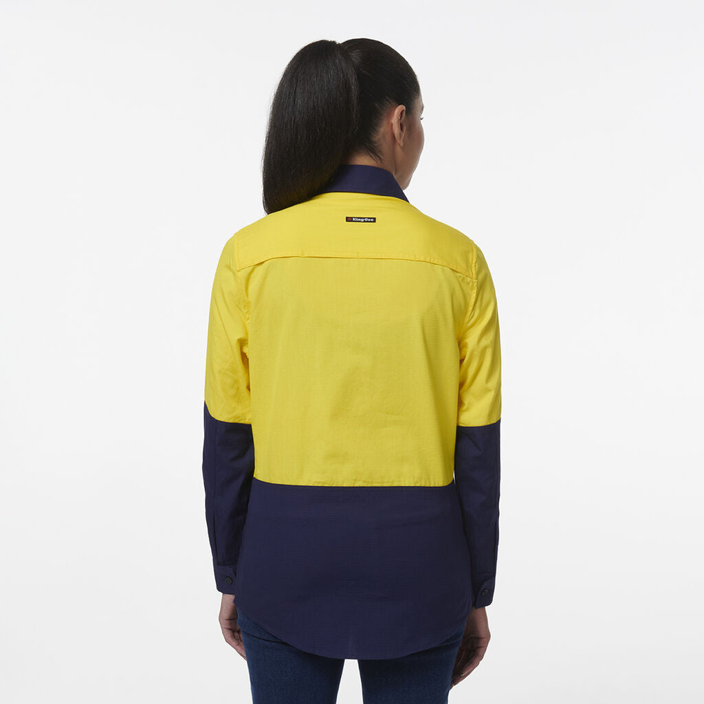 King Gee Womens Workcool Vented Closed Front Spliced Shirt - K44211