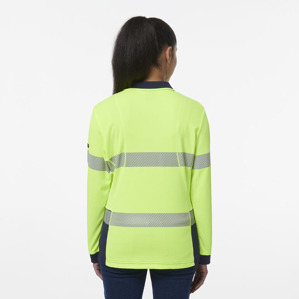 King Gee Womens Workcool Hyperfreeze Spliced Long Sleeve Polo With Segmented Tape - K44223