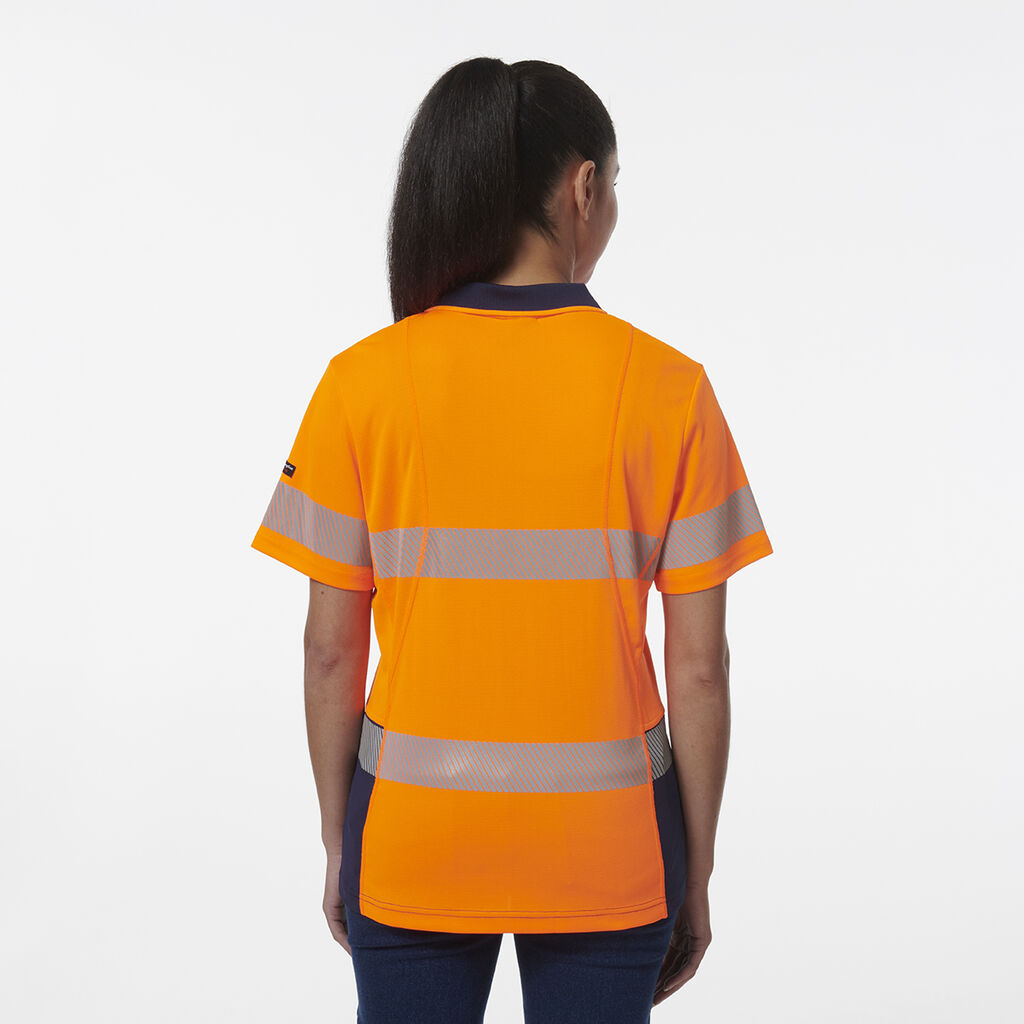 King Gee Womens Workcool Hyperfreeze Spliced Short Sleeve Polo With Segmented Tape - K44224