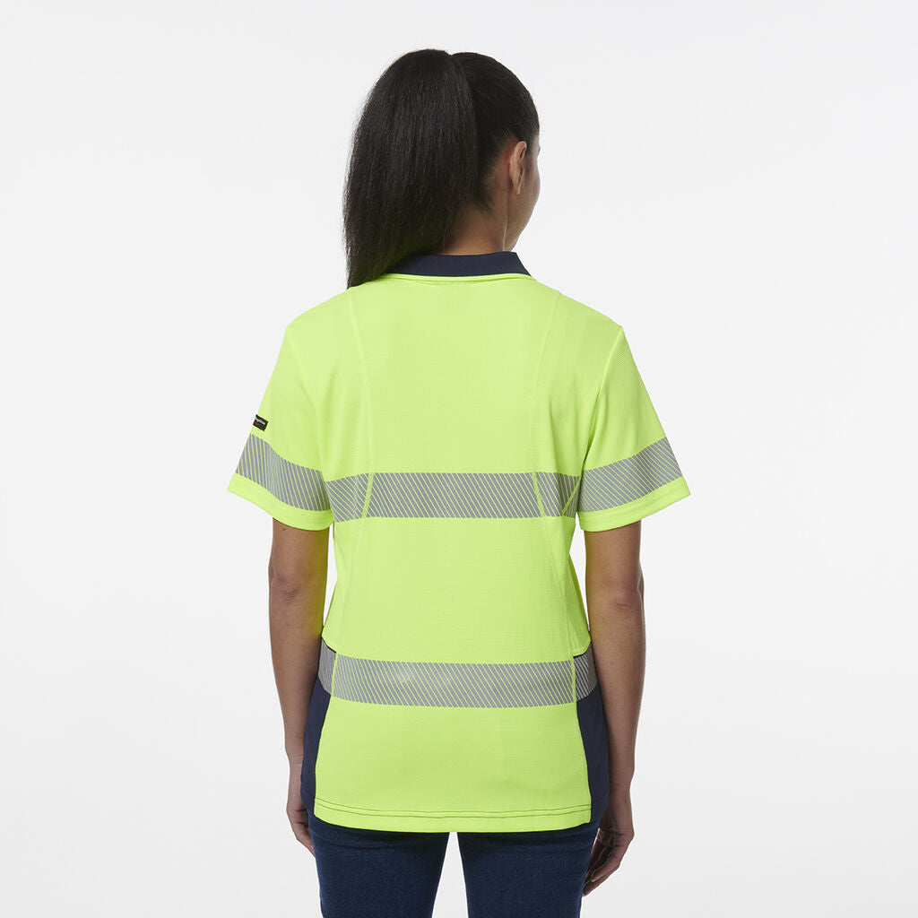 King Gee Womens Workcool Hyperfreeze Spliced Short Sleeve Polo With Segmented Tape - K44224