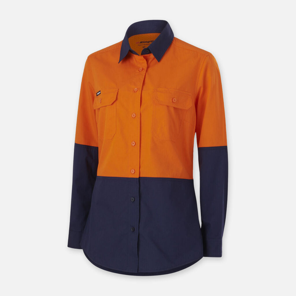 King Gee Women's Workcool Vented Spliced Shirt Long Sleeve - K44226