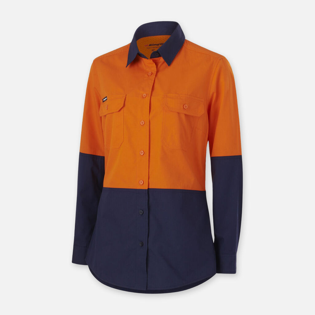 King Gee Women's Workcool Vented Spliced Shirt Long Sleeve - K44226