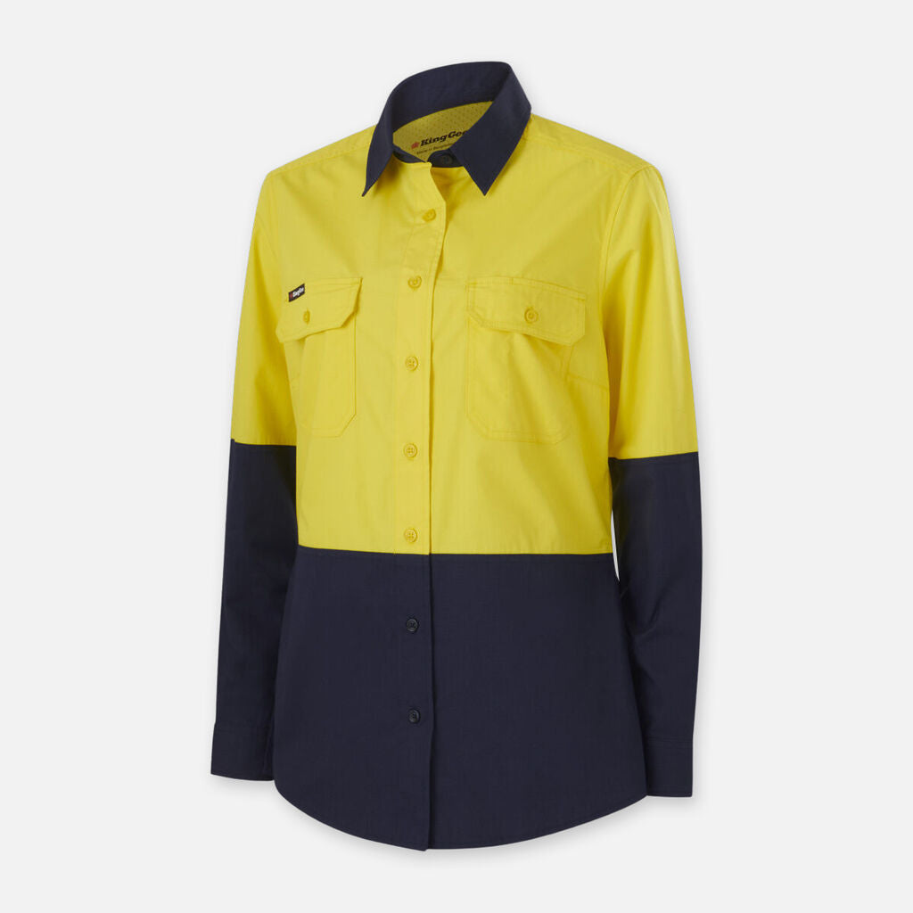 King Gee Women's Workcool Vented Spliced Shirt Long Sleeve - K44226
