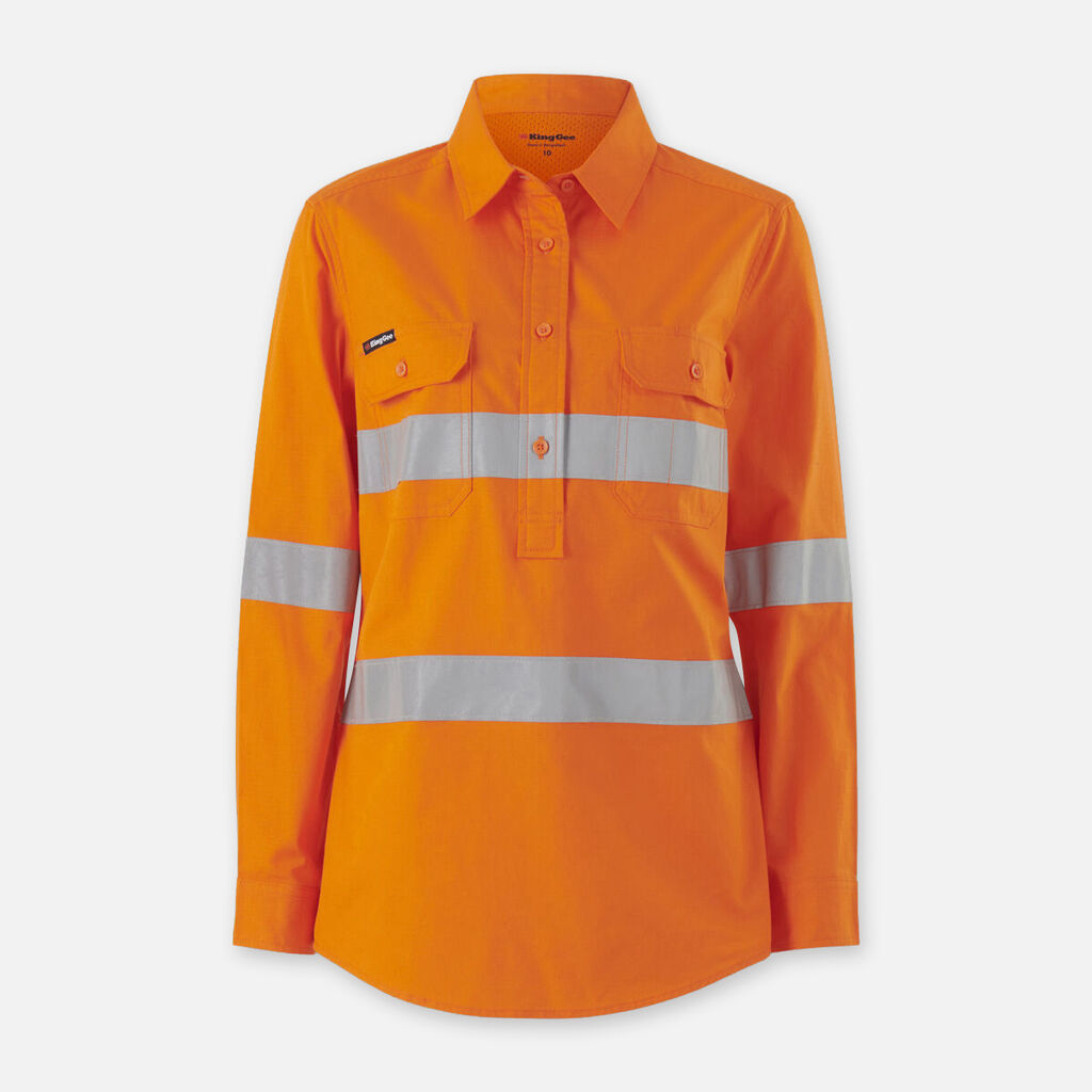 King Gee Womens Workcool Vented Closed Front Shirt Taped Long Sleeve - K44228