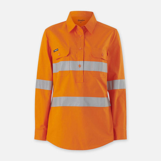 King Gee Womens Workcool Vented Closed Front Shirt Taped Long Sleeve - K44228
