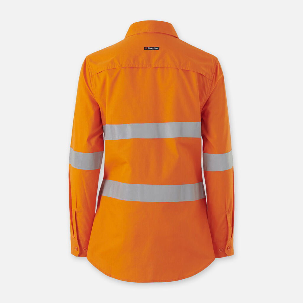 King Gee Womens Workcool Vented Closed Front Shirt Taped Long Sleeve - K44228