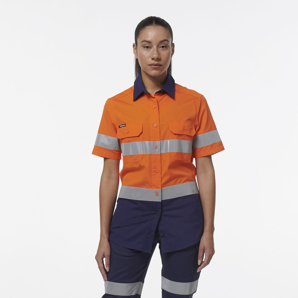 King Gee Womens Workcool Vented Reflective Short Sleeve Shirt - K44229