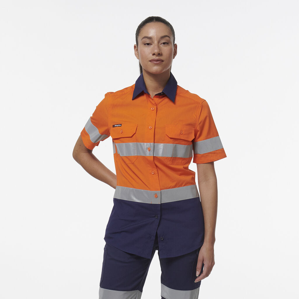 King Gee Womens Workcool Vented Reflective Short Sleeve Shirt - K44229