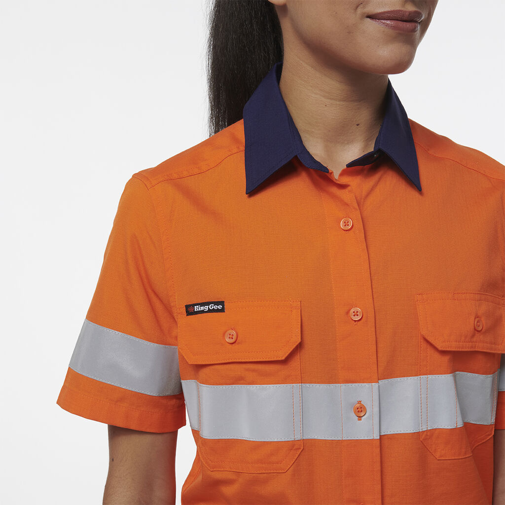 King Gee Womens Workcool Vented Reflective Short Sleeve Shirt - K44229