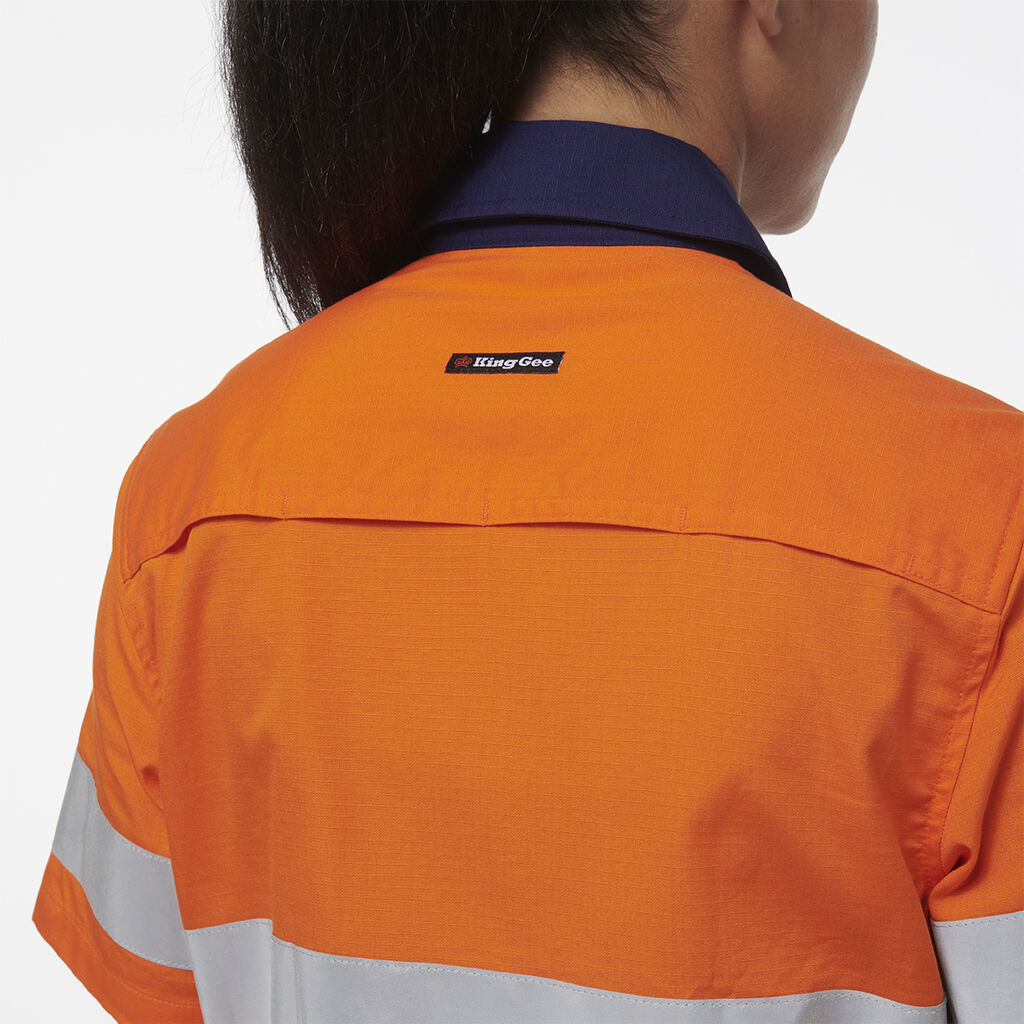 King Gee Womens Workcool Vented Reflective Short Sleeve Shirt - K44229