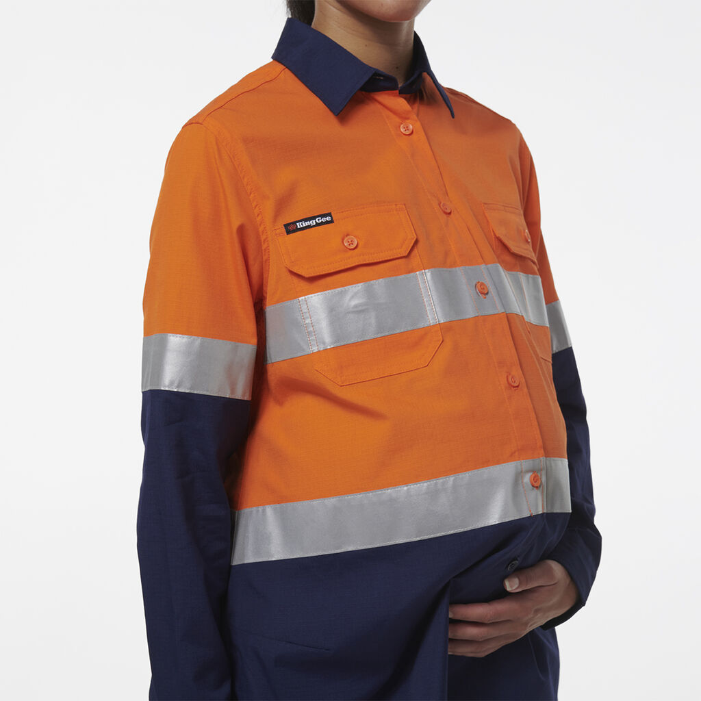 King Gee Womens Workcool Maternity Reflective Shirt - K44234