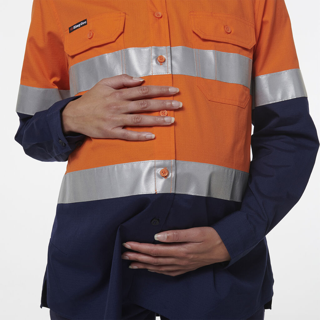 King Gee Womens Workcool Maternity Reflective Shirt - K44234
