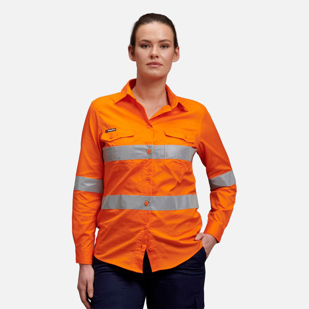 King Gee Work Cool Two Womens Reflective Long Sleeve Shirt - K44545
