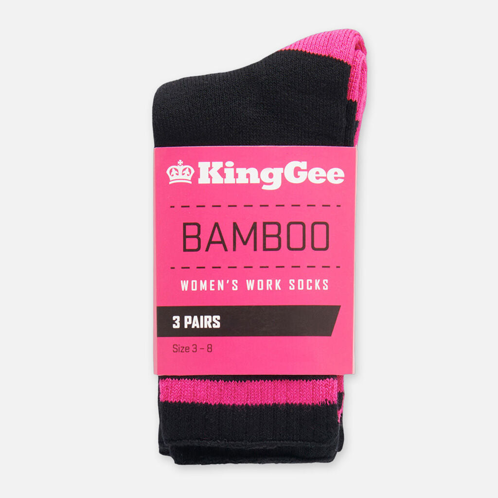 King Gee Women's Bamboo Crew Work Socks 3 Pack - K49015