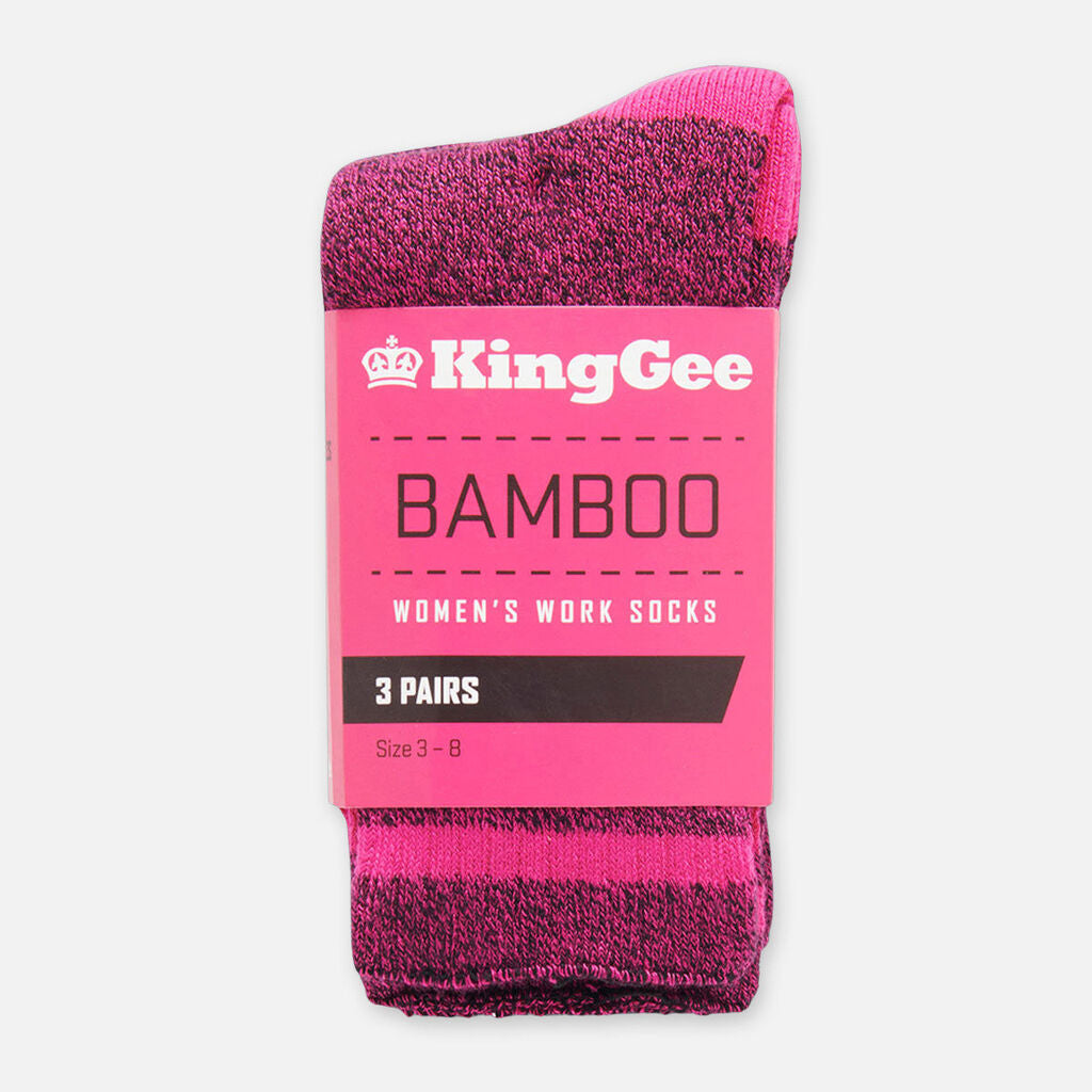King Gee Women's Bamboo Crew Work Socks 3 Pack - K49015