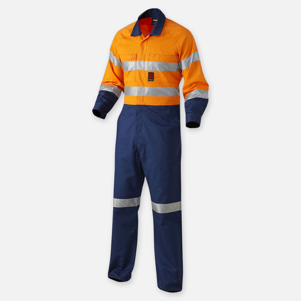 King Gee Originals Hi-vis Reflective Two Tone Drill Work Overalls - K51525