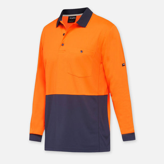 King Gee Workcool Hyperfreeze Hi-vis Two Tone Long Sleeve Polo Shirt - K54235
