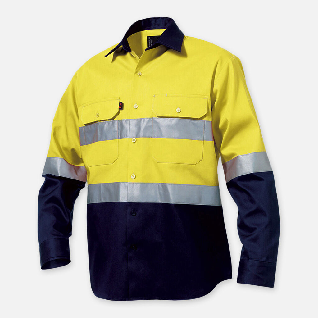King Gee Originals Hi-vis Reflective Two Tone Long Sleeve Work Shirt - K54315