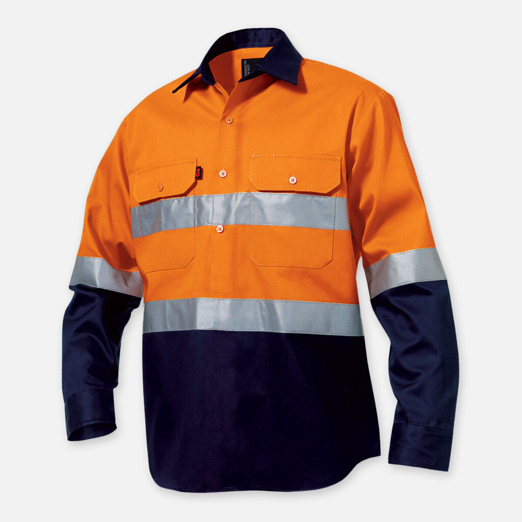 King Gee Originals Hi-vis Reflective Closed Front Long Sleeve Shirt - K54325