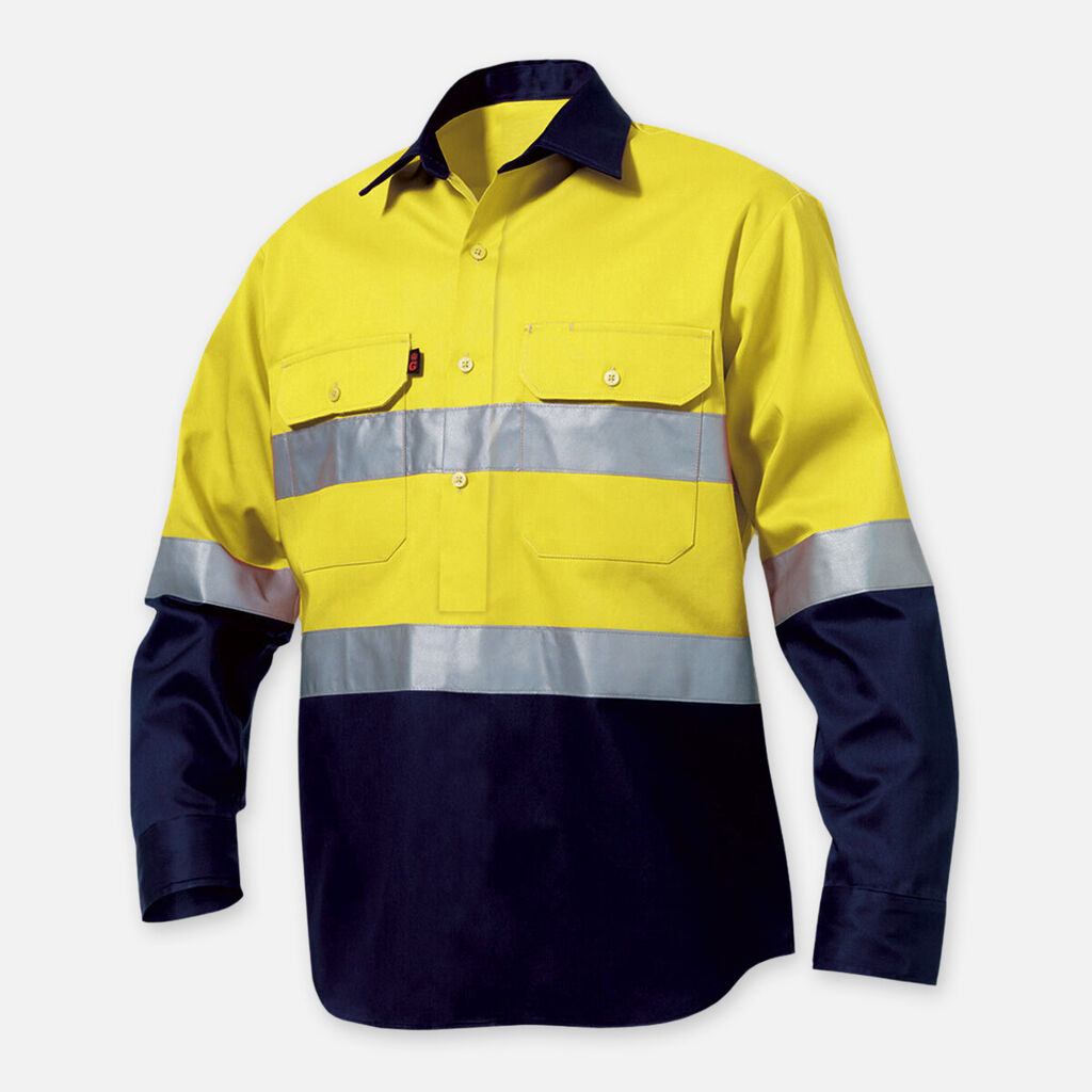 King Gee Originals Hi-vis Reflective Closed Front Long Sleeve Shirt - K54325