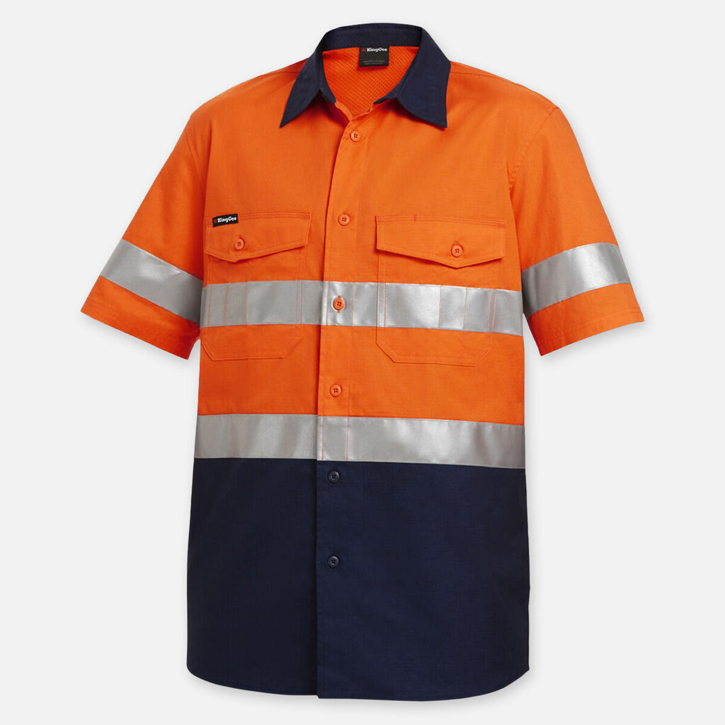 King Gee Work Cool Two Short sleeve Hi vis Spliced Shirt - K54885