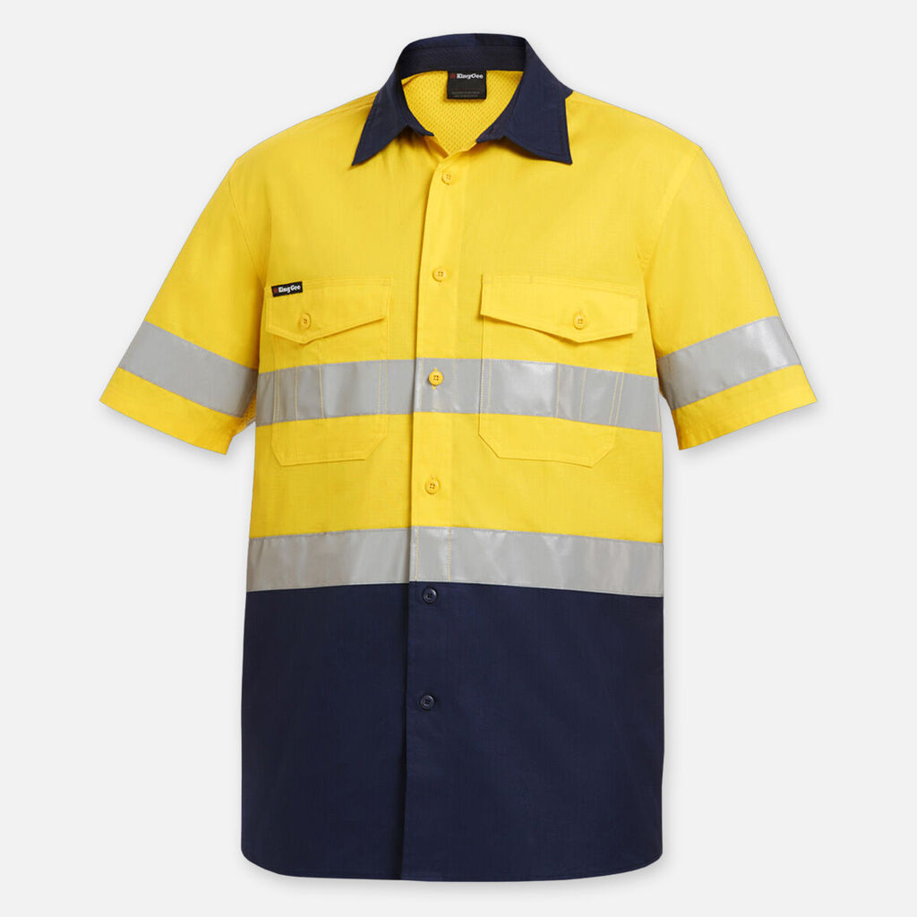 King Gee Work Cool Two Short sleeve Hi vis Spliced Shirt - K54885