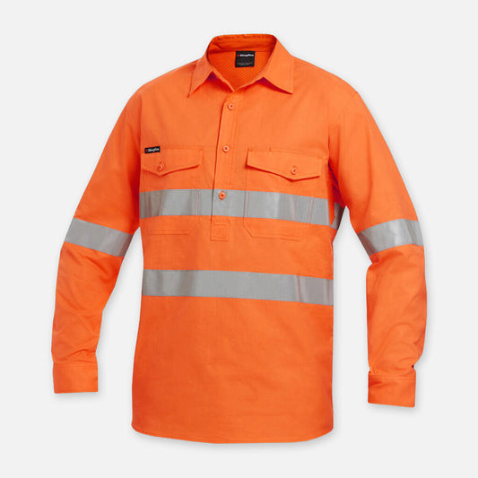 King Gee Work Cool Two Hi vis Closed Front Long Sleeve Shirt - K54896