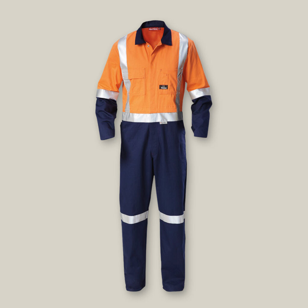 Hard Yakka Hi-vis 2tone Taped Cotton Drill Coverall - Y00262